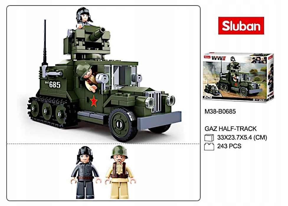 Sluban Plytos GAZ-60 Sunkvežimių TRANSPORTER Vikšrai patrankos MORTAR 2 FIGURINES