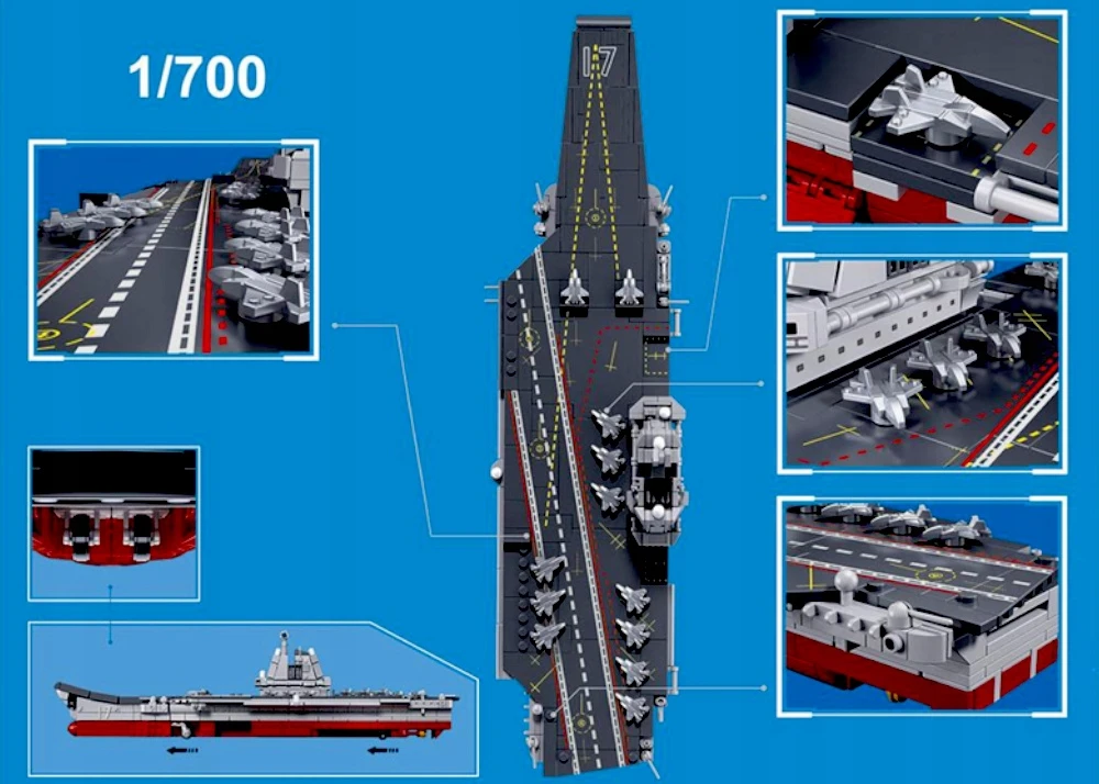 Sluban Plytos SHIP SHIP AIRPORT CARRIER Chinese Shandong Scale 1/700, Com. Kojos Cob.