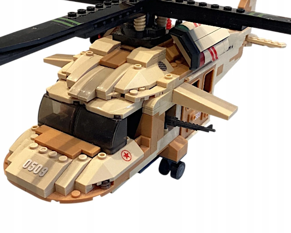 Sluban Plytos Sikorsky UH-60 Juodas Hawk Helicopter 439 vnt. + 4 ARMY figūrėlės