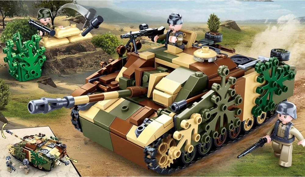 Sluban Plytos TANK StuG.III Vokiškas naikintojų maskavimas 3 MOVEBLE FIGURINES