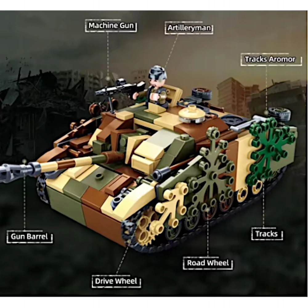 Sluban Plytos TANK StuG.III Vokiškas naikintojų maskavimas 3 MOVEBLE FIGURINES