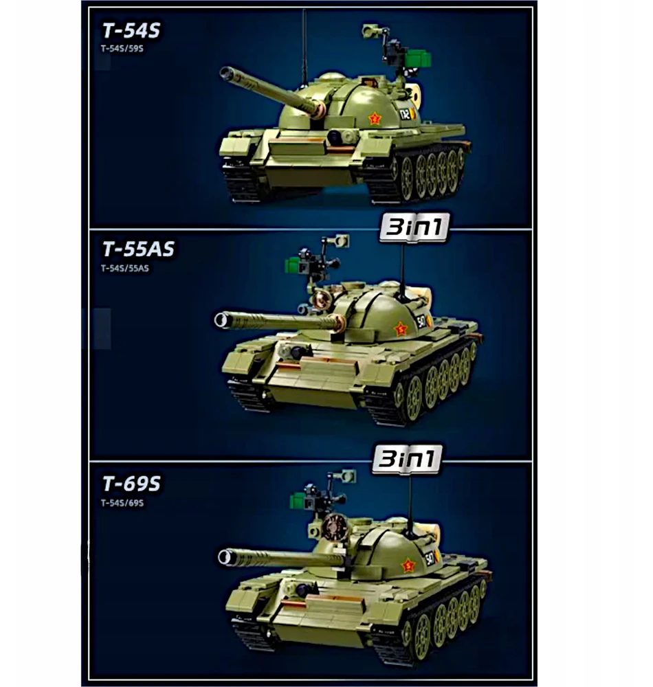 Sluban Plytos TANK T54S Sovietų tankų naikintojas Karinė armija 2 FIGURES