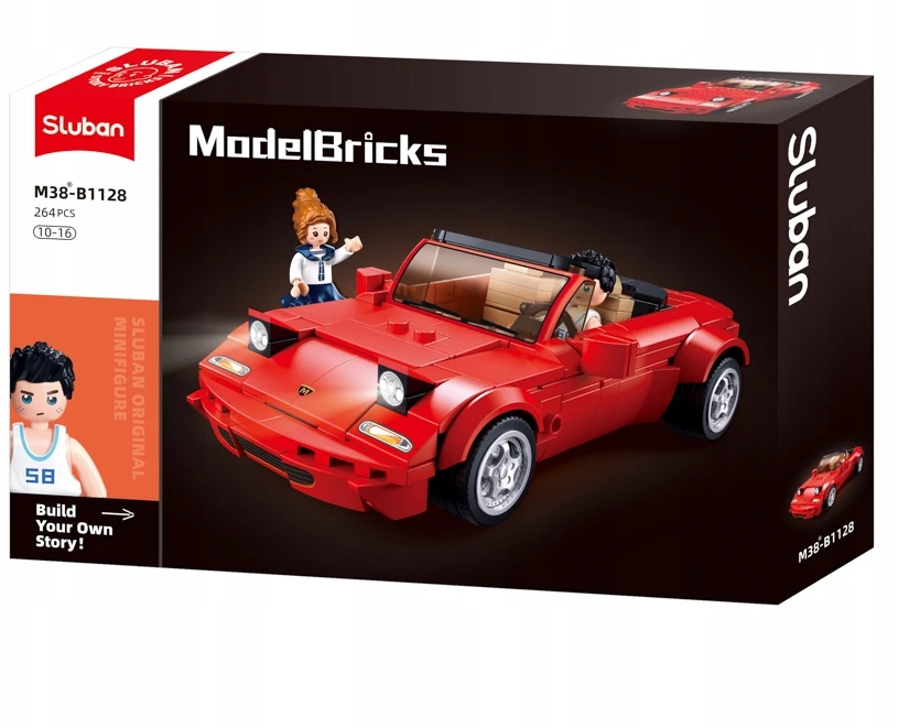 Sluban Raudona Cabriolet Construction Blocks 277 vnt. Vaikų gynimo diena