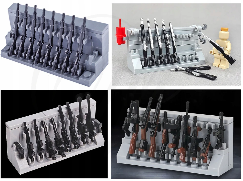Sluban STAND + GINKLAI 1010 - blokuoja armijos lėkštinio pistoleto ginklų figūrėlių šautuvą