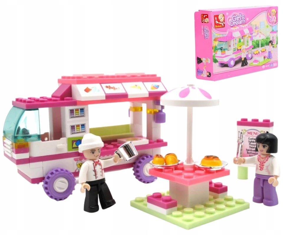 Sluban statybiniai blokai Food Truck Ledainė B0155 Snack Car 102 vnt