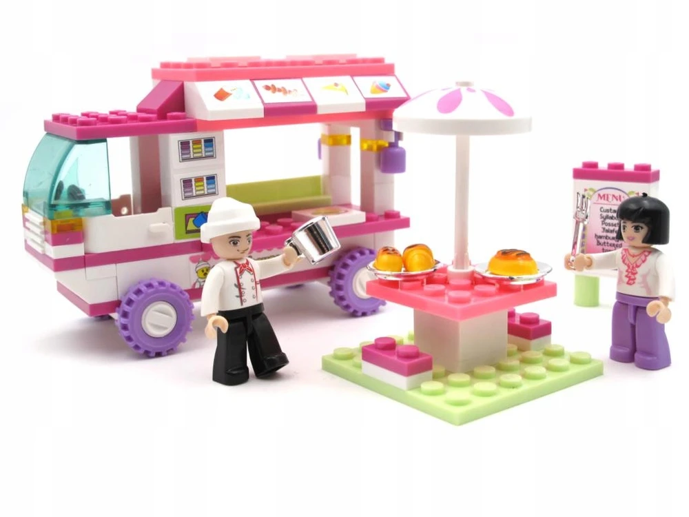 Sluban statybiniai blokai Food Truck Ledainė B0155 Snack Car 102 vnt