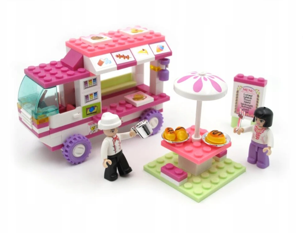 Sluban statybiniai blokai Food Truck Ledainė B0155 Snack Car 102 vnt