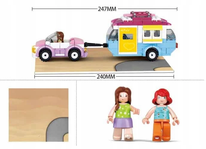 Sluban Statybiniai blokai Kemperis Automobilis su priekaba Girls Dream 272 vnt figūrėlės