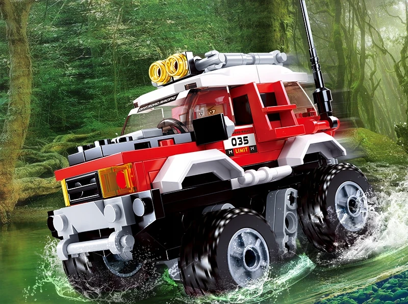 Sluban visureigių automobilių blokai Jeep Car Club 145 vnt Vaikų dienos rinkinys