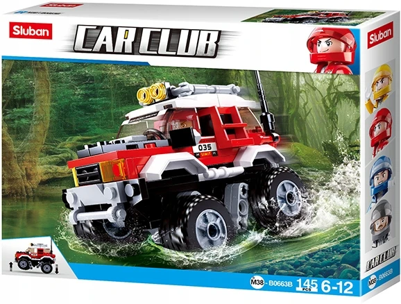 Sluban visureigių automobilių blokai Jeep Car Club 145 vnt Vaikų dienos rinkinys