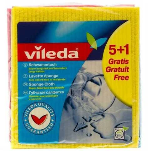 VILEDA gerai drėgmę sugeriančios ir tvirtos kempinės-šluostės, 5+1vnt.