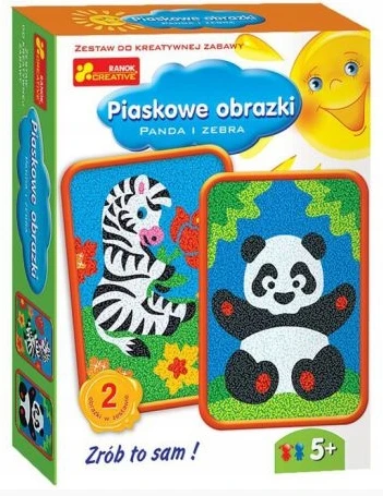 Smėlio nuotraukos - Panda ir Zebras - Ranok-Creative