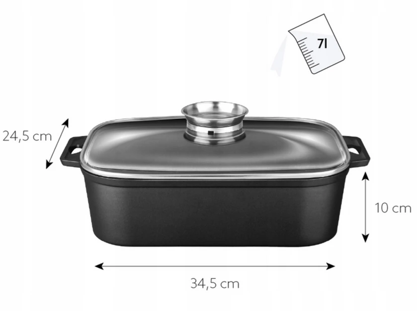 Smile DIDELIS PUODAS Keptuvė, Žąsų puodas, 7L, NELIMPANČIUS, Juodas, INDUKCINIS