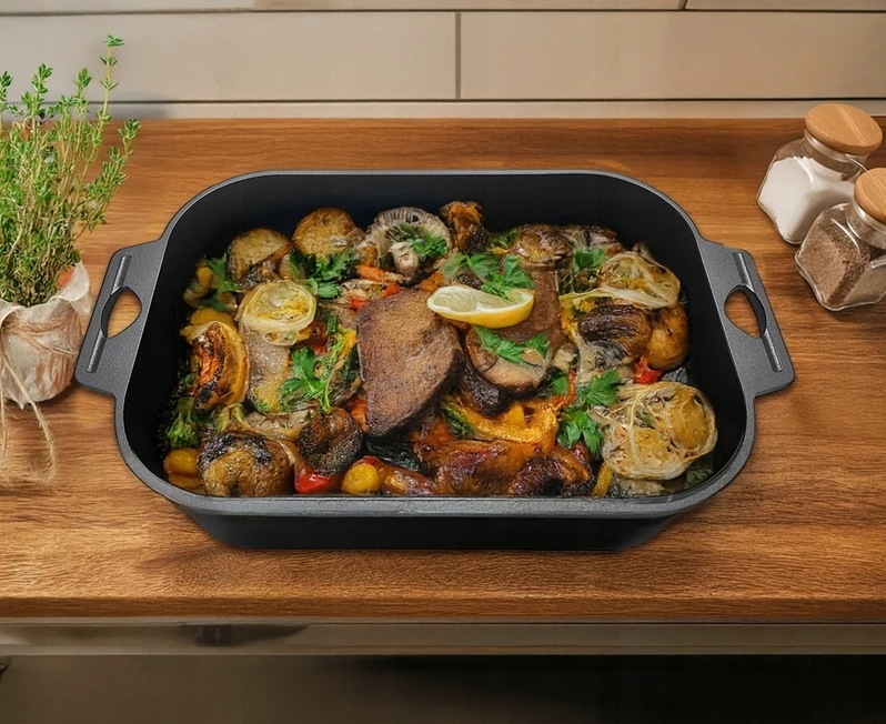 Smile DIDELIS PUODAS Keptuvė, Žąsų puodas, 7L, NELIMPANČIUS, Juodas, INDUKCINIS