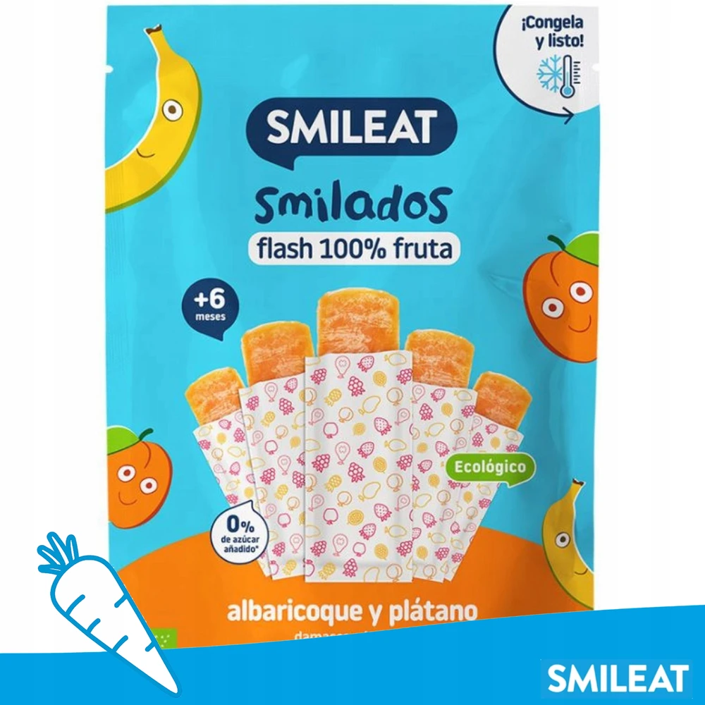 Smileat ECO Fruit Mousse Abrikosų bananų 100g Natūralus raminamasis kremas, skirtas dantų dygimui ir šypsenai