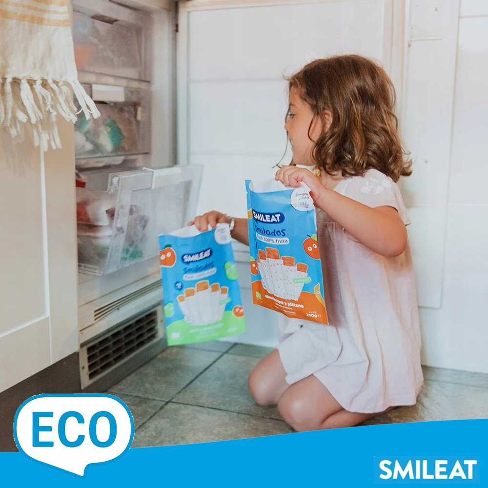 Smileat ECO Fruit Mousse Abrikosų bananų 100g Natūralus raminamasis kremas, skirtas dantų dygimui ir šypsenai