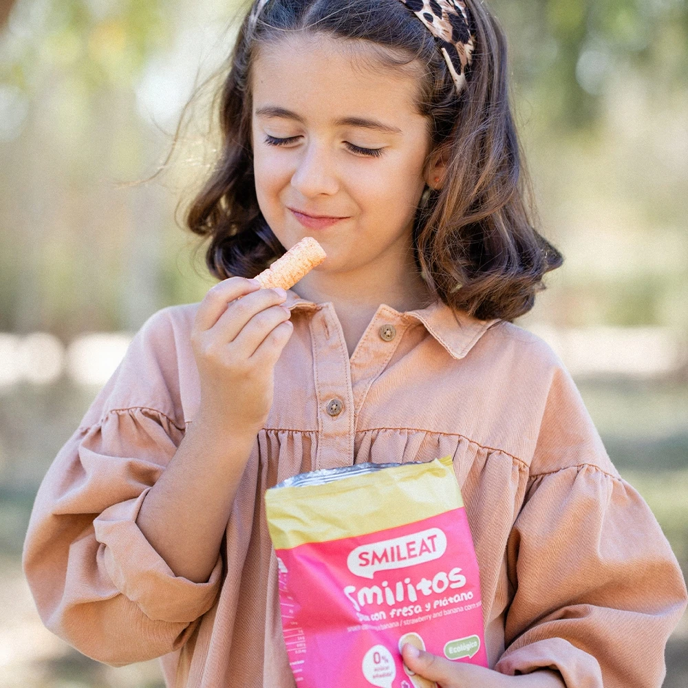 Smileat Smilitos Corn Puffs Braškių bananų sveikas užkandis 25G