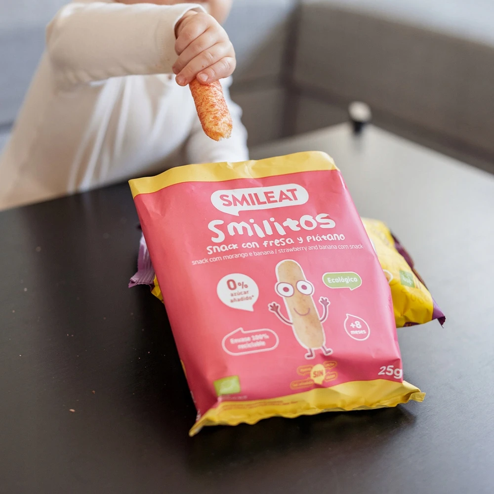 Smileat Smilitos Corn Puffs Braškių bananų sveikas užkandis 25G