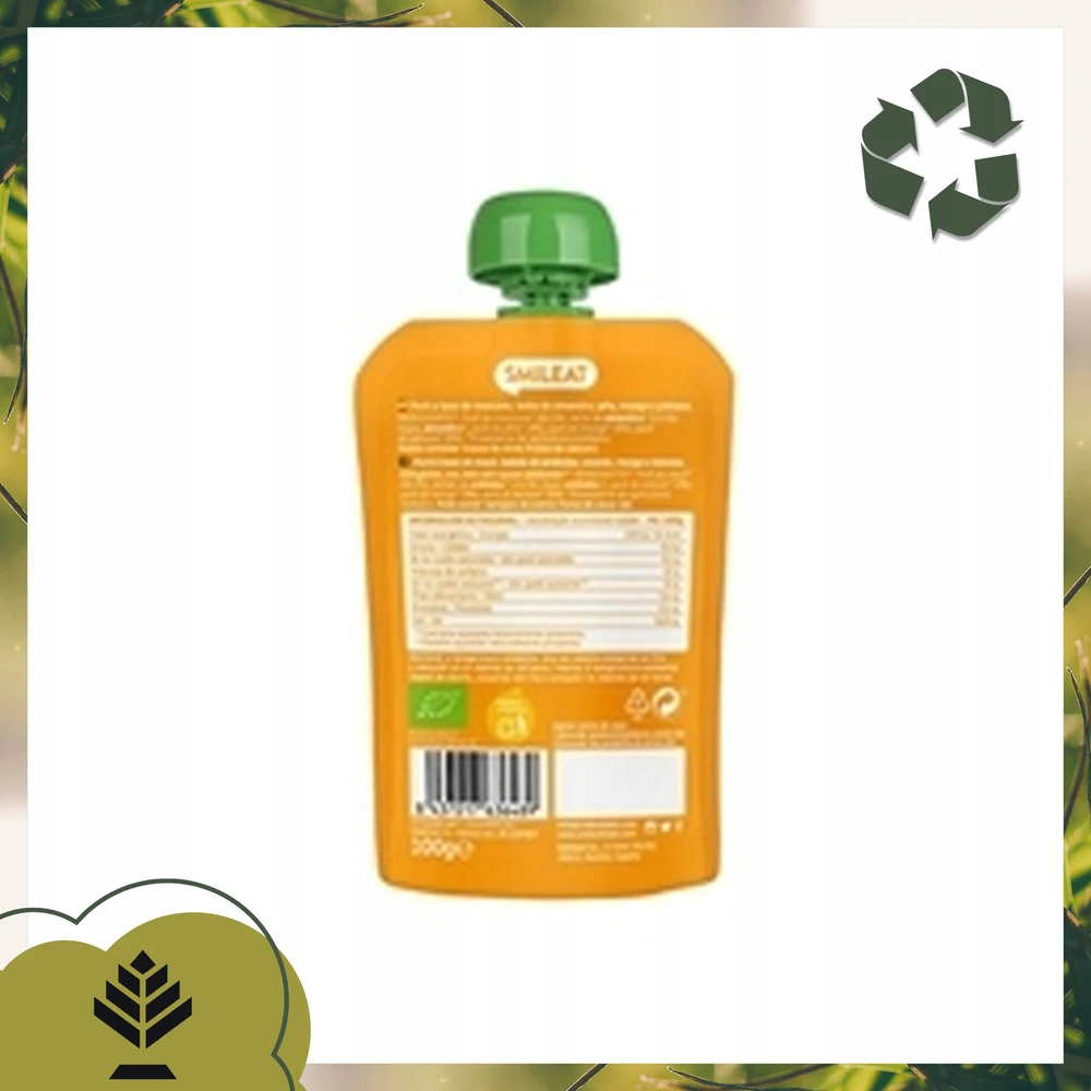 Smileat vaisių putėsiai ananasų mango migdolų desertas vaikams 9m+ 100g ekologiškas