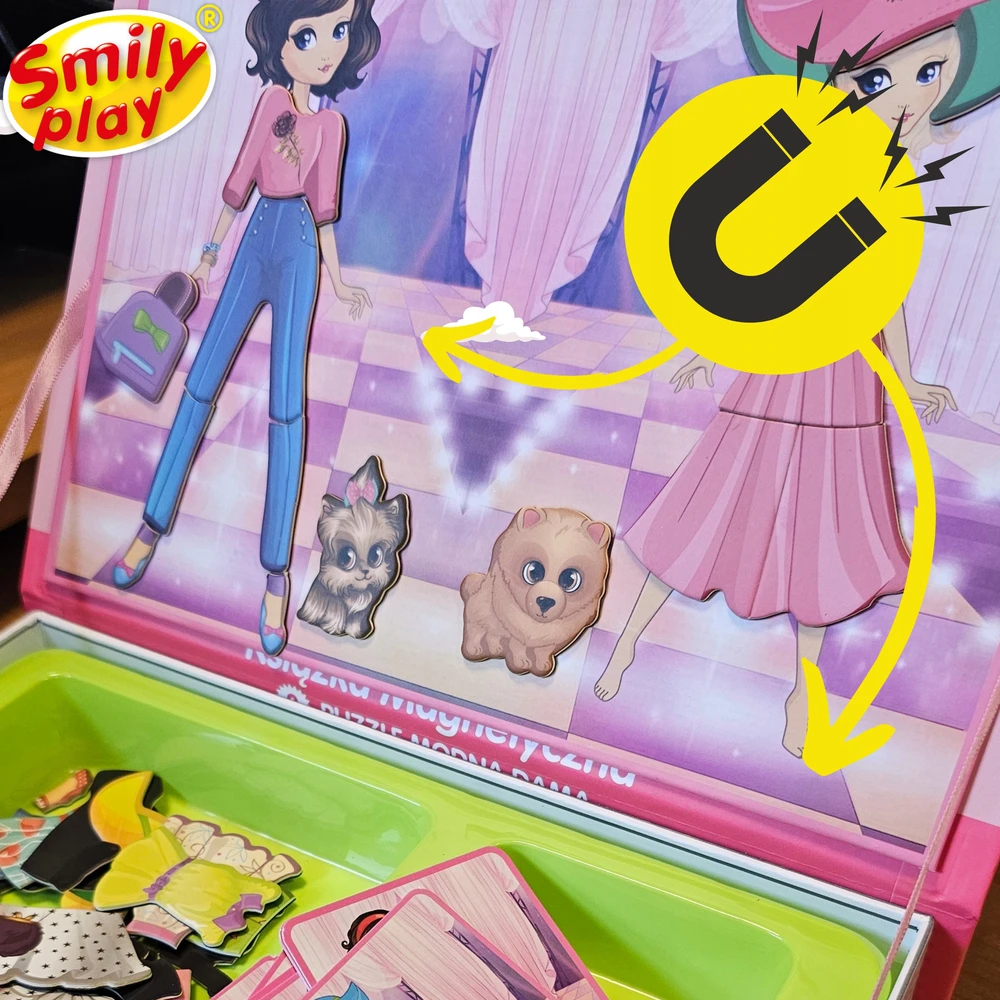 Smily Magnetinių galvosūkių knyga Madingas lady edukacinis žaidimas vaikams dėlionė