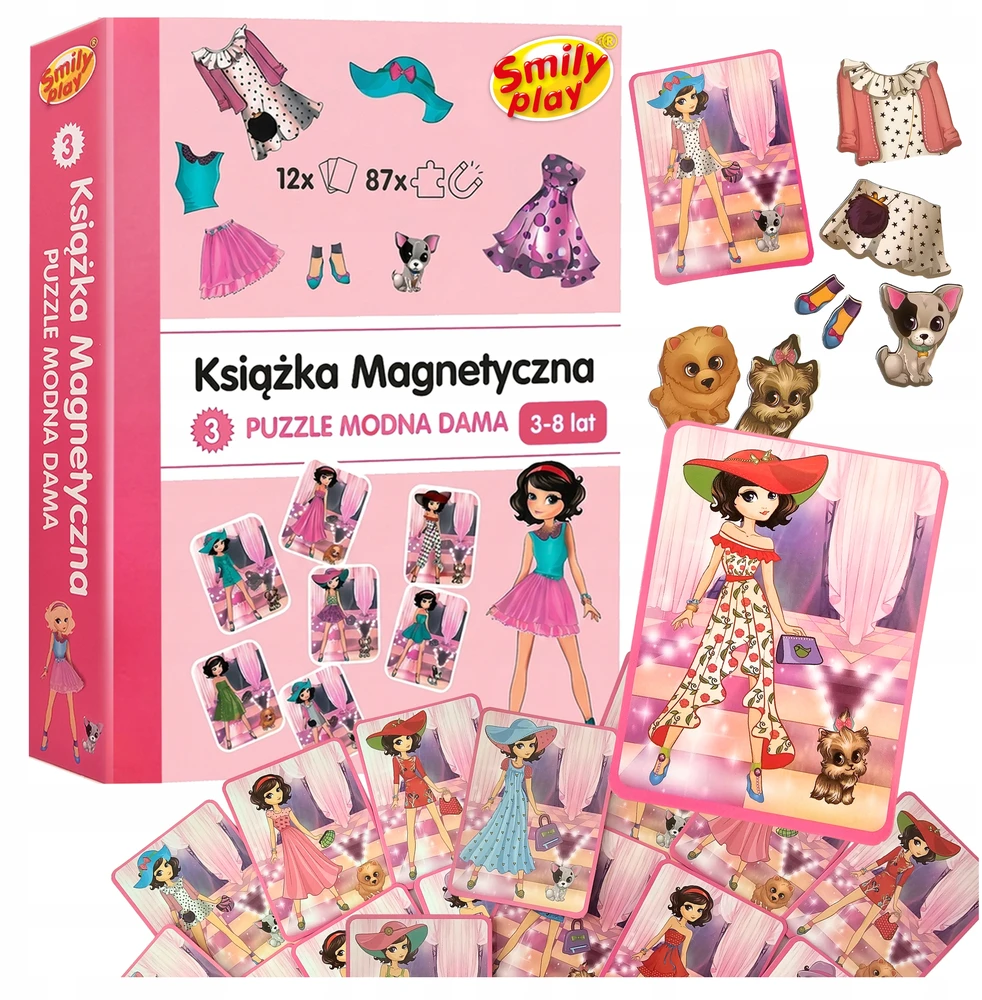 Smily Magnetinių galvosūkių knyga Madingas lady edukacinis žaidimas vaikams dėlionė