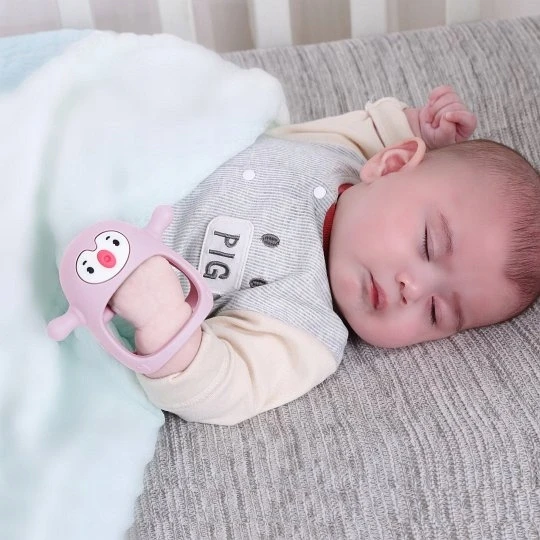 Smily Mia Baby Teethers pingvinas ir elnias šviesiai rožinės spalvos