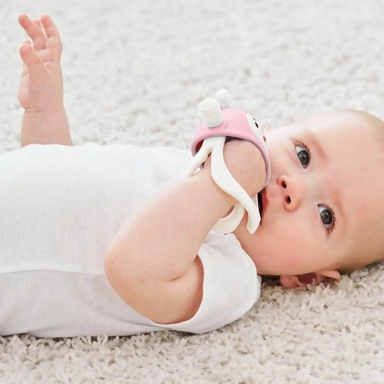 Smily Mia Baby Teethers pingvinas ir elnias šviesiai rožinės spalvos