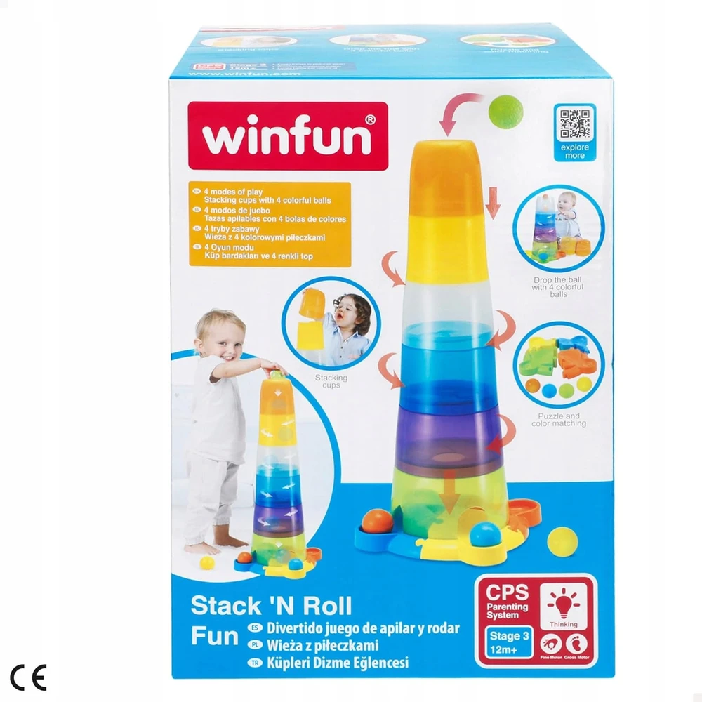 SMILY PLAY Bokštas su kamuoliukais Sensorinė piramidės rūšiavimo priemonė Vaikams 65 cm