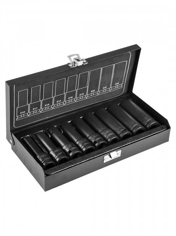 Neo Smūginiai Torx antgaliai, 1/2", 9 dalių rinkinys, E10-E24, CrMo