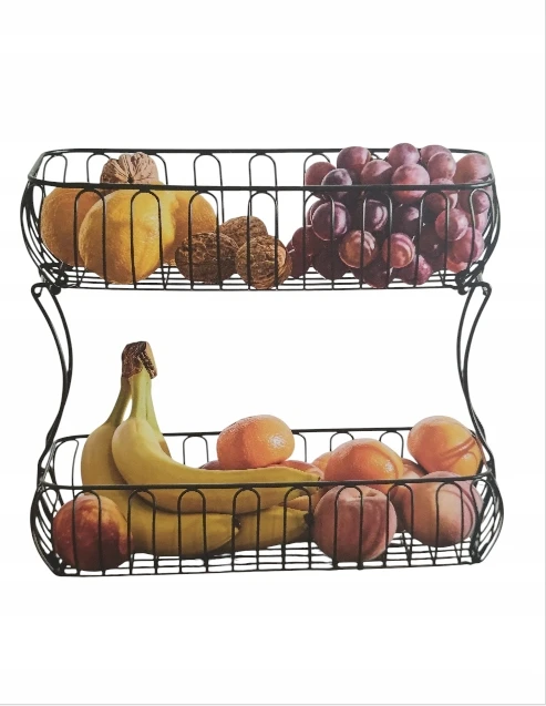 Smukee Home vaisių krepšelis 2_pakopų metalinis juodas 39x32x22