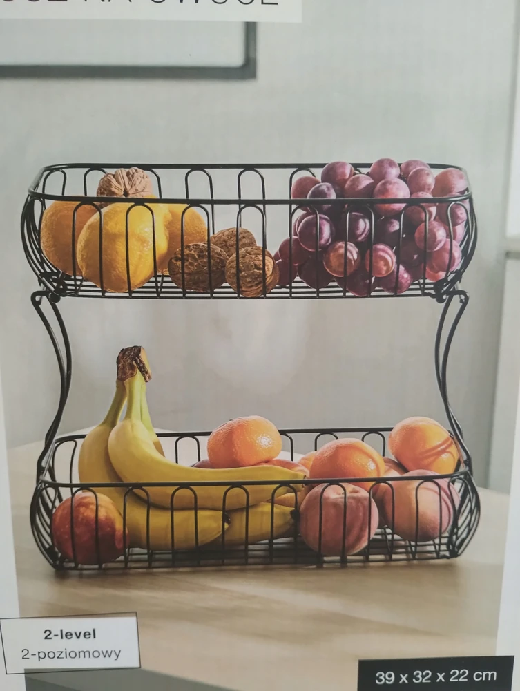 Smukee Home vaisių krepšelis 2_pakopų metalinis juodas 39x32x22