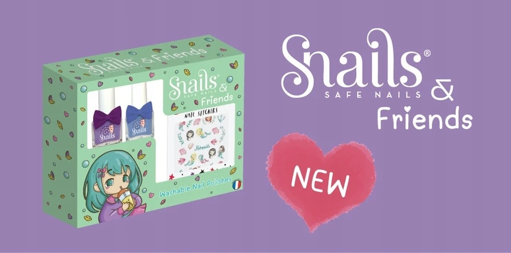 Snails MERMAID LAGOON vaikiškas nagų dekoravimo rinkinys - 2 nuplaunami nagų lakai