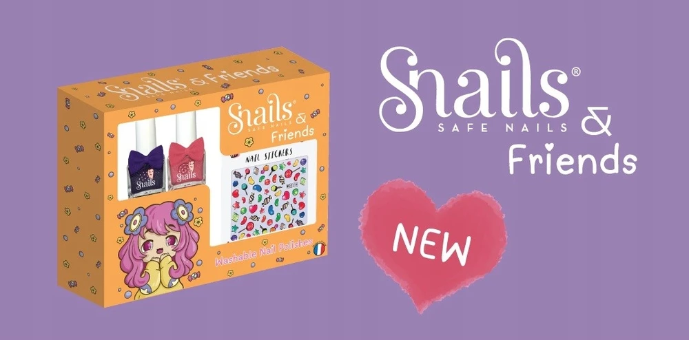 Snails Nagų dekoravimo rinkinys vaikams CANDY 2 nagų lakai, lipdukai, Sraigės