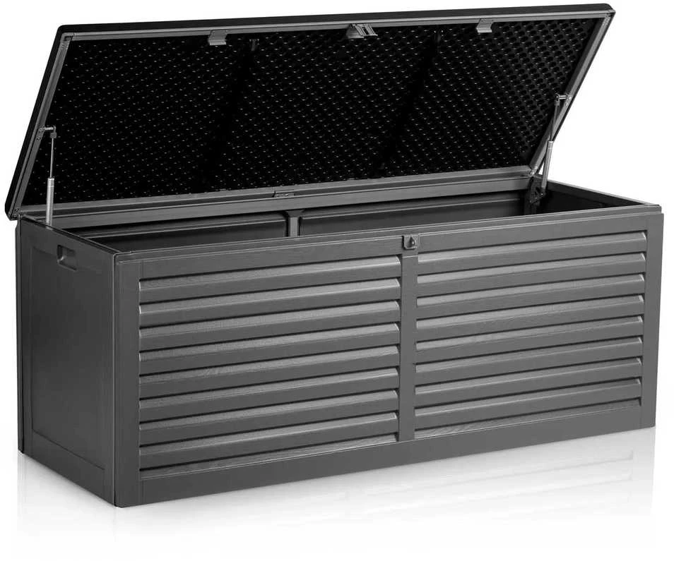 Plonos Sodo dėžė 143 x 57 x 53,5 cm 390 litrų juodos ir pilkos spalvos