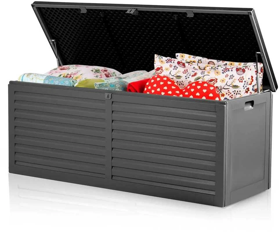 Plonos Sodo dėžė 143 x 57 x 53,5 cm 390 litrų juodos ir pilkos spalvos