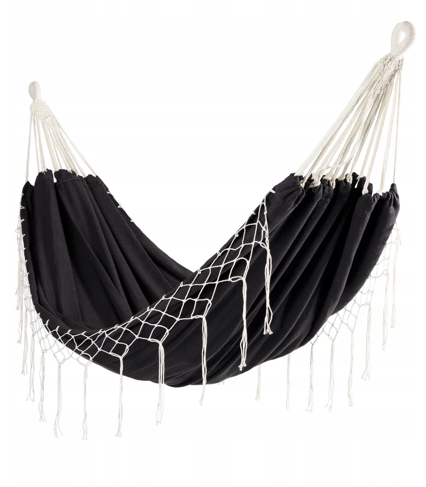 Bauerkraft Sodo hamakas, sūpynės, gultas 200x150 cm, boho stiliaus, grafito spalvos, 150 kg max