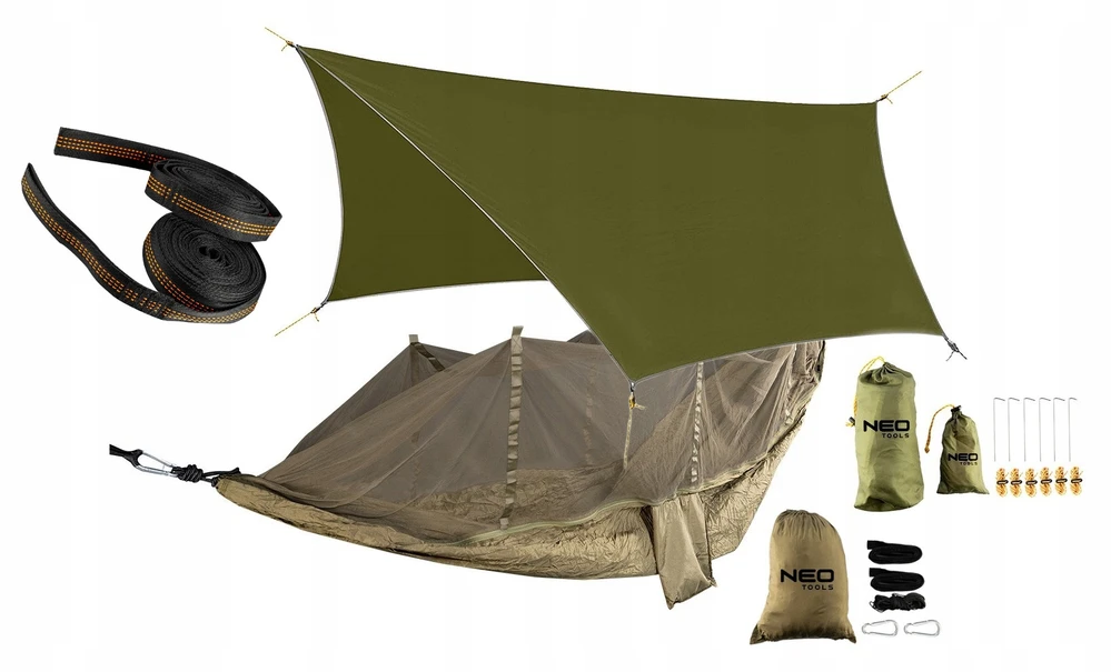 SODO HAMAKŲ RINKINYS SU TINKLELIS NUO UODŲ 330 X 140 CM TARP SURVIVAL JUOSTA