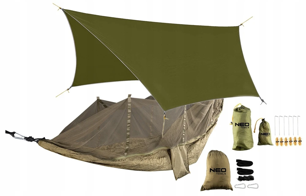 SODO HAMAKŲ RINKINYS SU TINKLELIS NUO UODŲ 330 X 140 CM TARP SURVIVAL JUOSTA