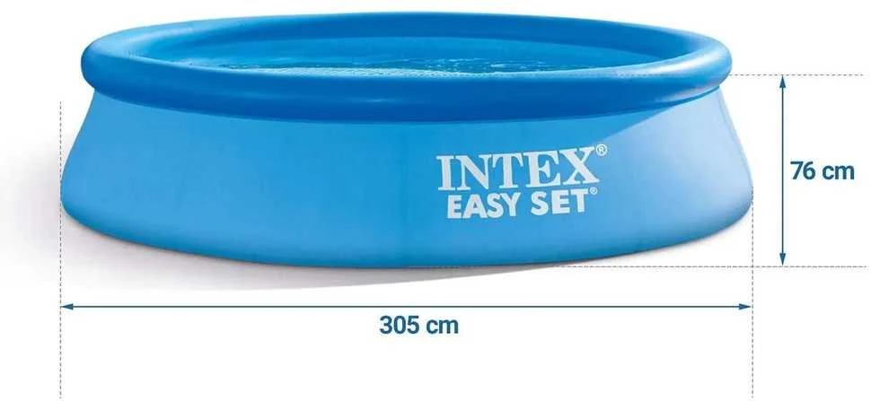 Intex Pripučiamas baseinas, 305 x 76 cm, su uždangalu, apvalus šeimos baseinas, sodo baseinas, vasaros baseinas