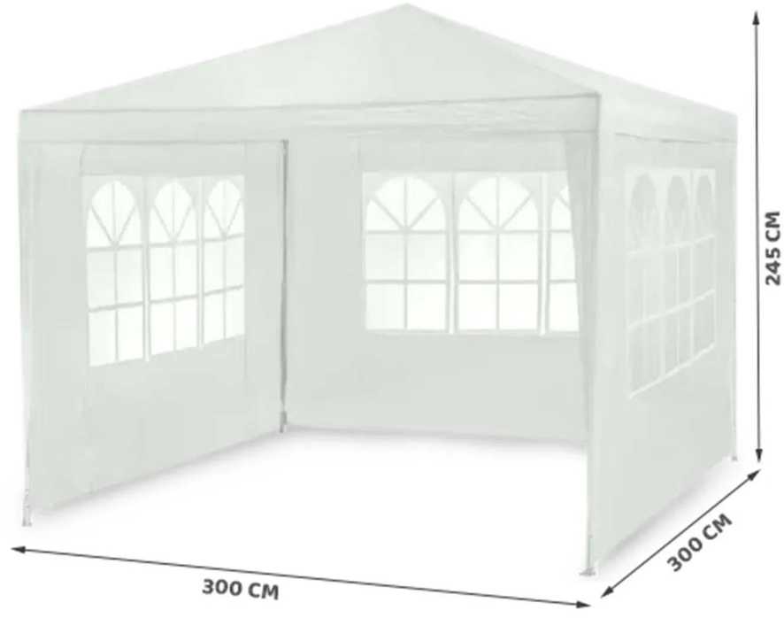 Sodo paviljonas su 3 sienomis, 3 x 3 m, baltas, Plonos