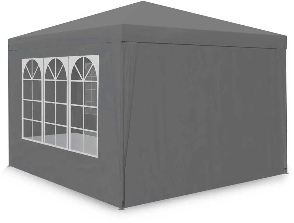 Sodo paviljonas su 4 sienomis, 3 x 3 m, pilkas, Plonos