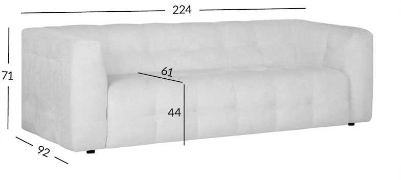Home4You Sofa LEESI 3-vietė, balta