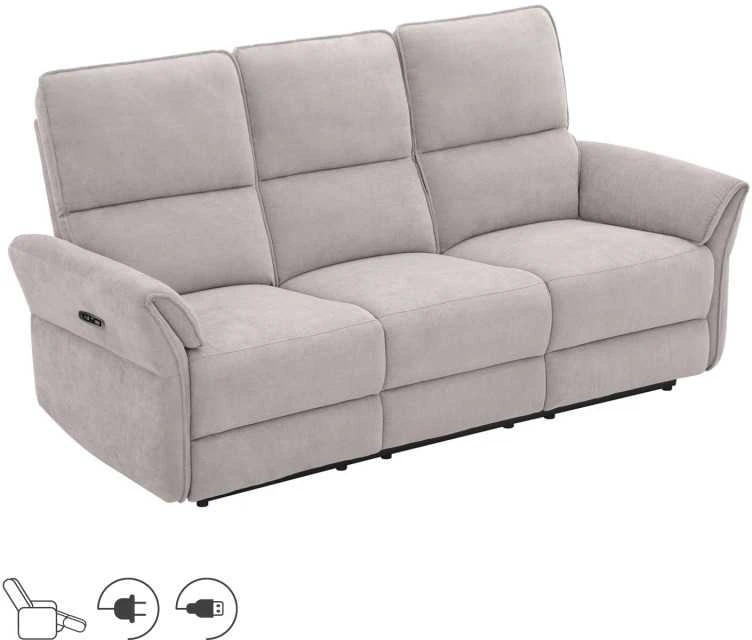 Home4You Sofa-reglaineris DAMIKA Trivietė Elektrinė Pilka