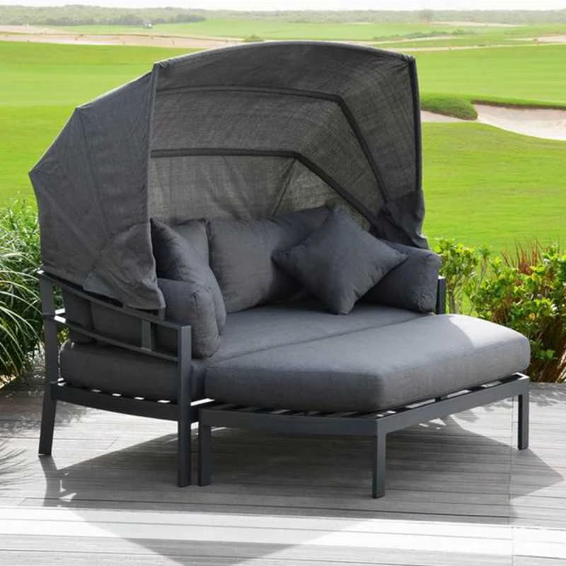 Lauko baldų komplektas Home4You Sofa TOMSON su stogeliu, tamsiai pilka
