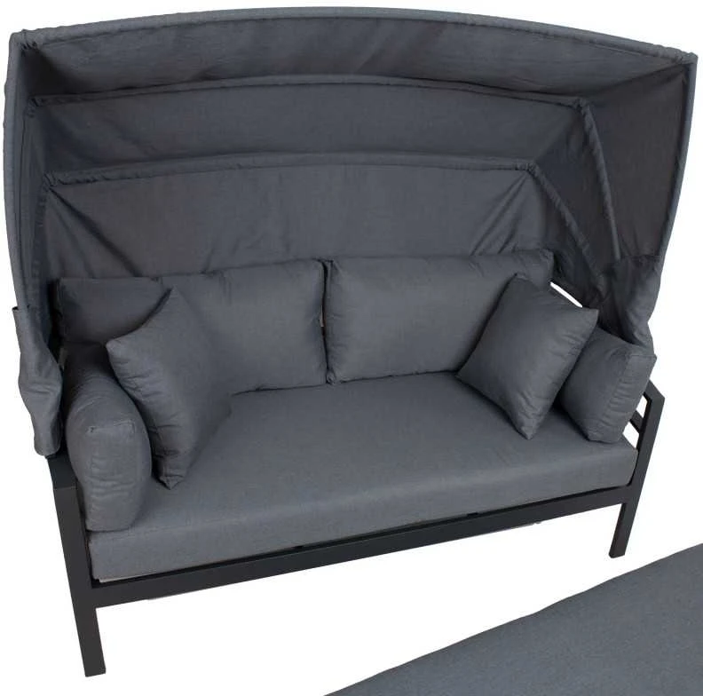 Lauko baldų komplektas Home4You Sofa TOMSON su stogeliu, tamsiai pilka