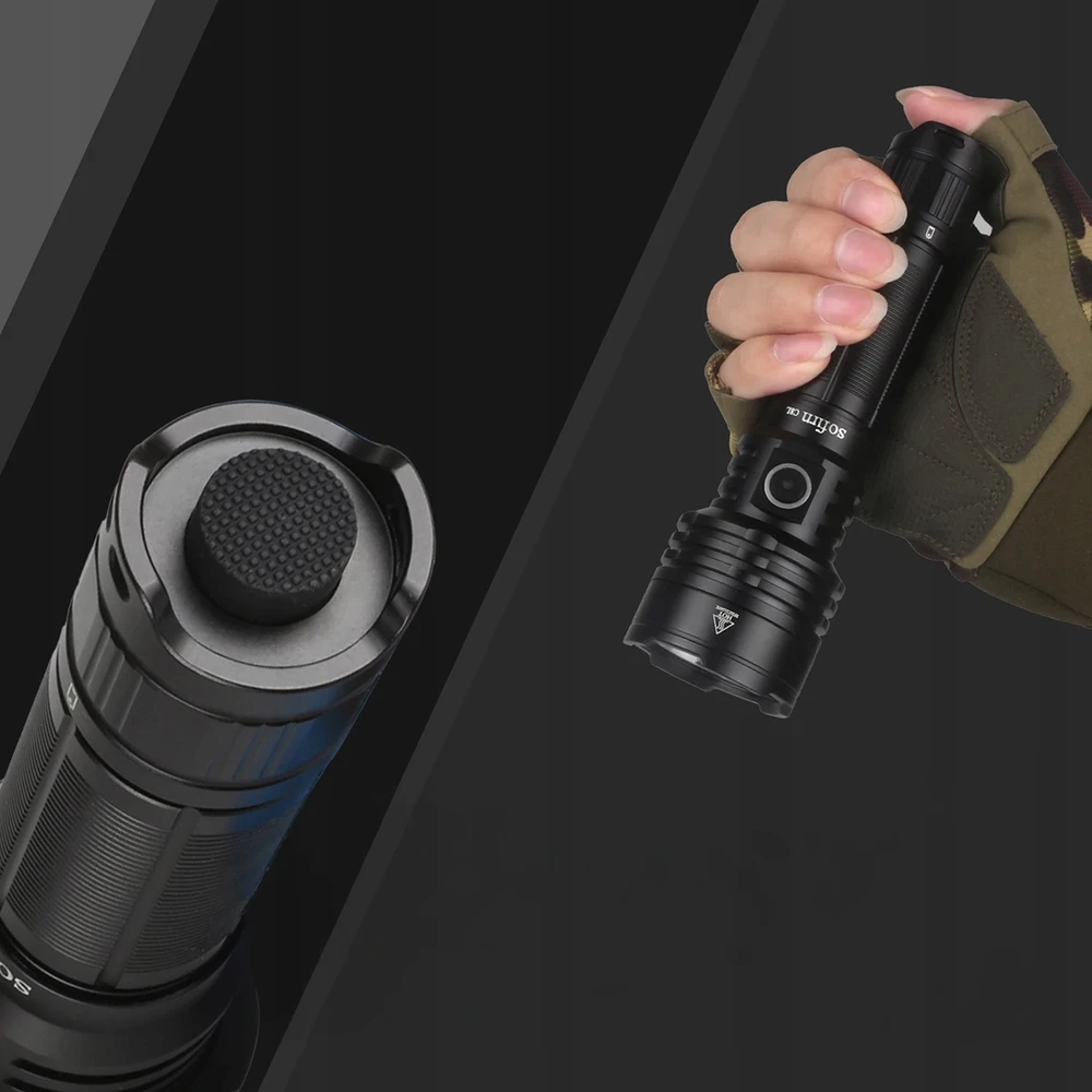 Sofirn C8L taktinis LED žibintuvėlis, 3100 lm, XHP50D-HI, USB-C, 21700, IPX8, veikimo nuotolis iki 531 m