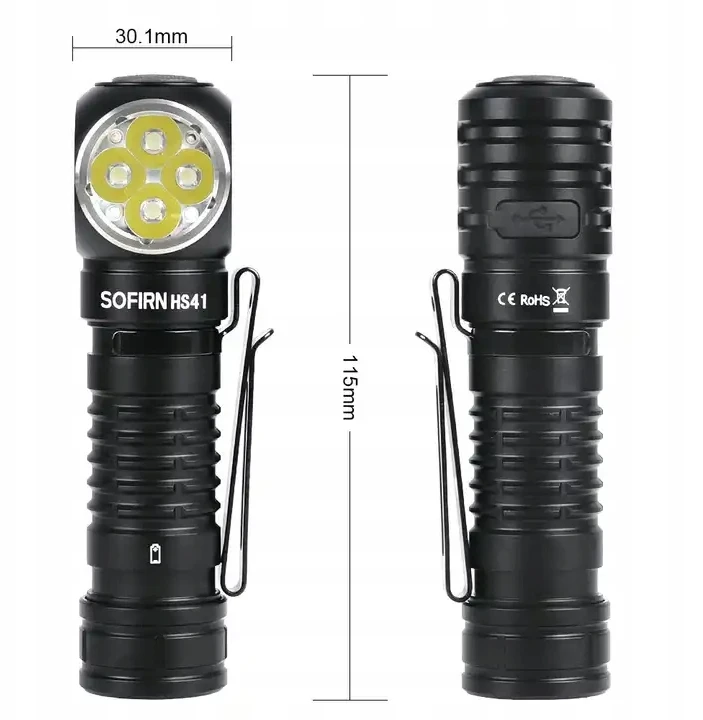 Sofirn HS41 įkraunamas priekinis žibintas 4000 lm LED 5000K profesionalus