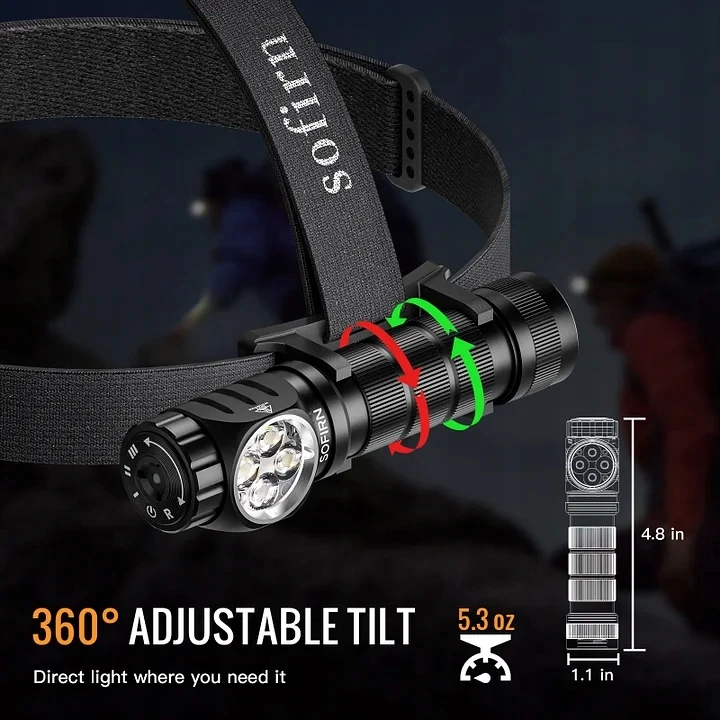 Sofirn HS43 LED žibintuvėlis SOFIRN Aku 21700 3200lm 5000mAh priekinis žibintas Baltas / RAUDONAS