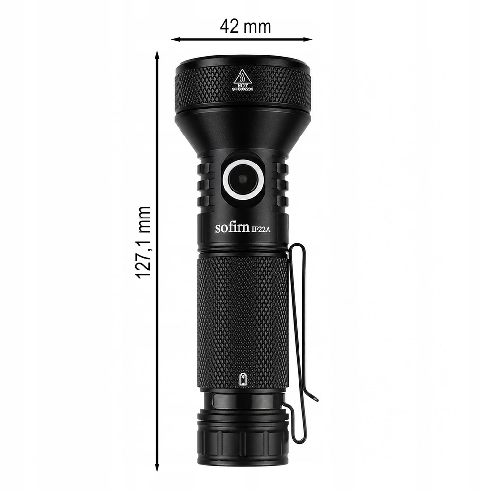 Sofirn IF22A LED žibintuvėlis, 2100 lm, 629 m nuotolis, USB-C, IPX8, 21700, SFT40 LED diodas