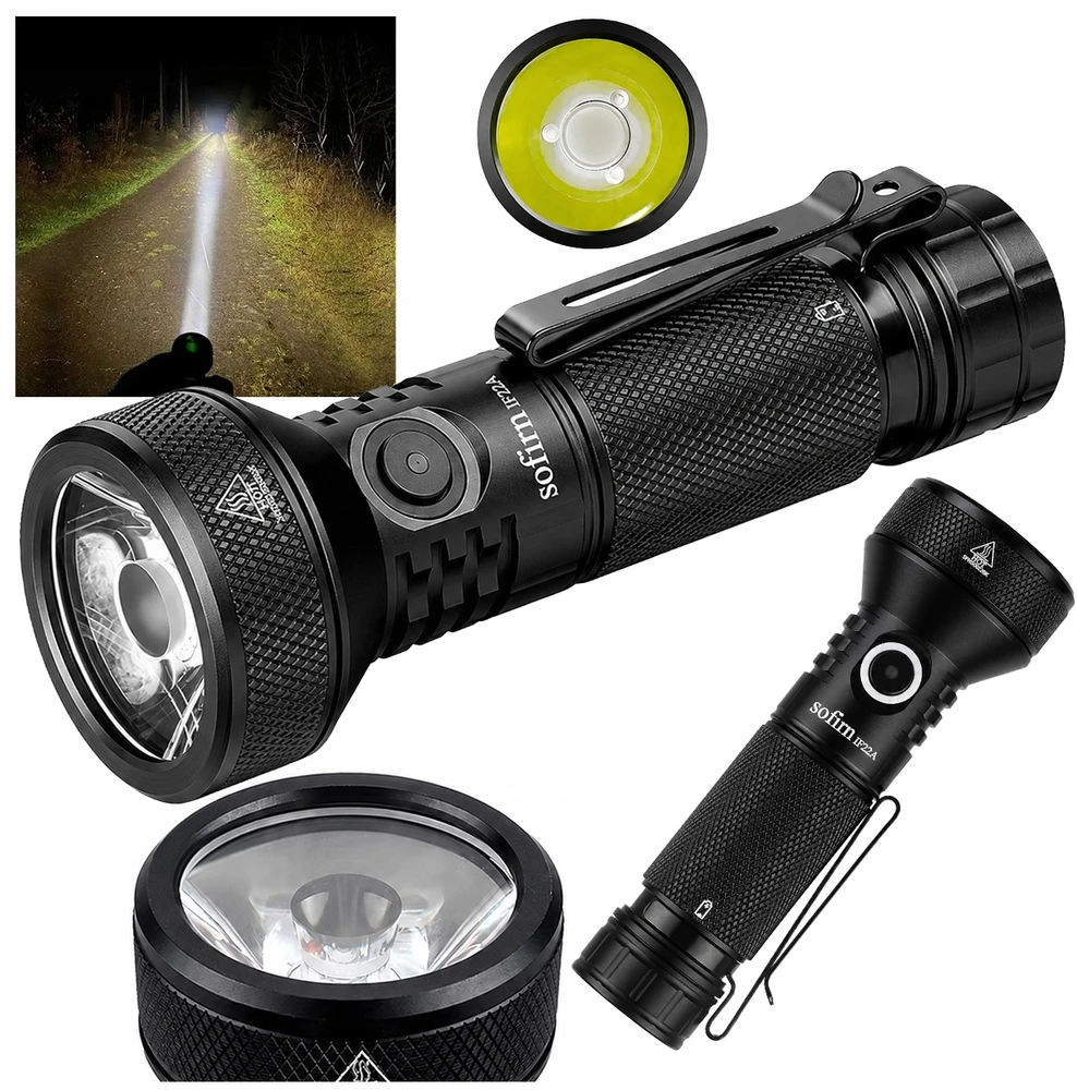 Sofirn IF22A LED žibintuvėlis, 2100 lm, 629 m nuotolis, USB-C, IPX8, 21700, SFT40 LED diodas